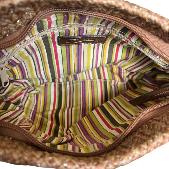 Fossil Brown Woven Metallic Bronze Leather Crossbody Bag Y2K Vintage - Picture 7 of 8